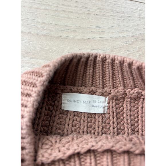 Quincy Mae Chunky Brown Cable Knit Sweater Toddler 18-24 months Organic Cotton - Picture 5 of 10